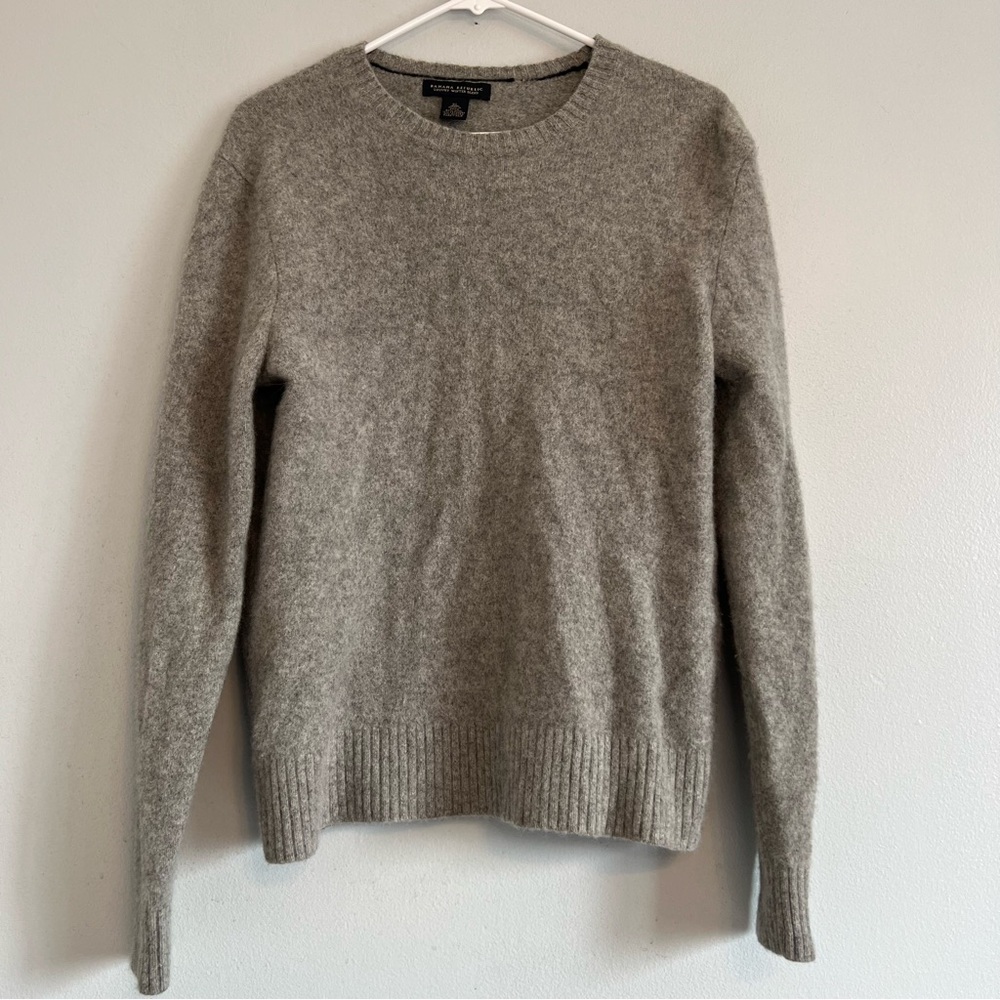 🩶Banana Republic Womens Cashmere Angora Rabbit Hair Wool Gray Sweater Sz XL